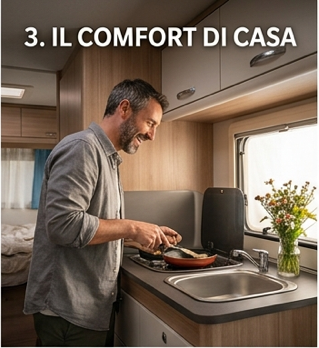 uomo cucina sul camper